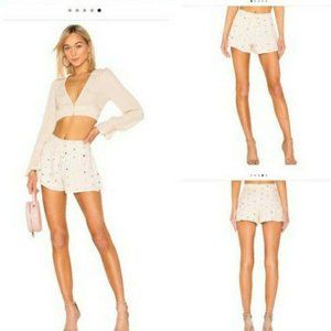 Lovers + Friends Alice Disc Accent Shorts Mirror Embroidered L